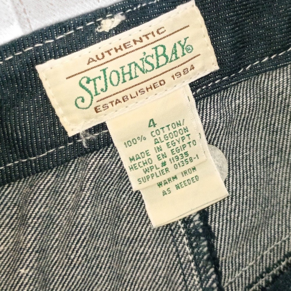 Vintage St Johns Bay Womens Size 4 Denim Skirt Bundle Brown Blue Belted A-Line - Picture 8 of 9